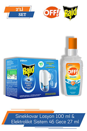 Off! Sinekkovar Losyon 100 ml & Raid Elektrolikit Sistem 45 Gece 27 ml
