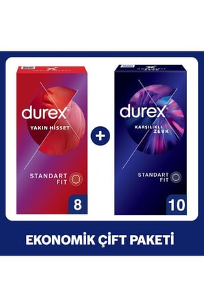 Yakın Hisset 8’li + Karşılıklı Zevk 10’lu Prezervatif Ekonomik Çift Paketi