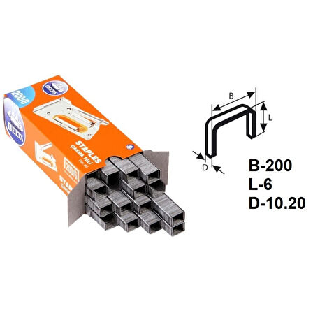 DELTA Zımba Teli 200/6 53/6 Kod 201 (5000 ADET) 12'li Paket