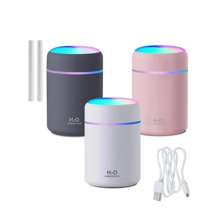 Mini Hava Nemlendirici 300ML - Araç İçi & Ev & Ofis, LED Işıklı, Taşınabilir