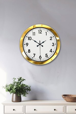 36 cm Gold Metal Standart Duvar Saati