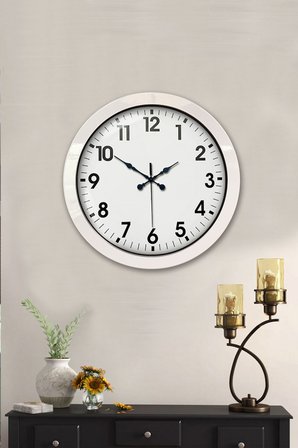36 cm Beyaz Metal Standart Duvar Saati