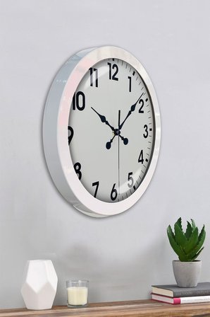36 cm Beyaz Metal Standart Duvar Saati