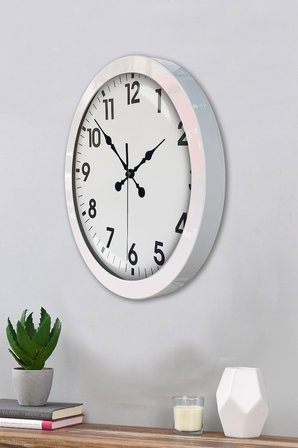 36 cm Beyaz Metal Standart Duvar Saati