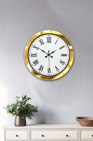 36 cm Gold Metal Roma Rakamlı Duvar Saati