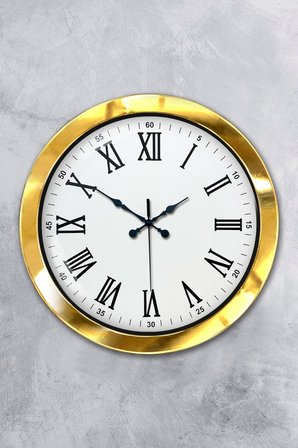 36 cm Gold Metal Roma Rakamlı Duvar Saati