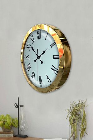 36 cm Gold Metal Roma Rakamlı Duvar Saati