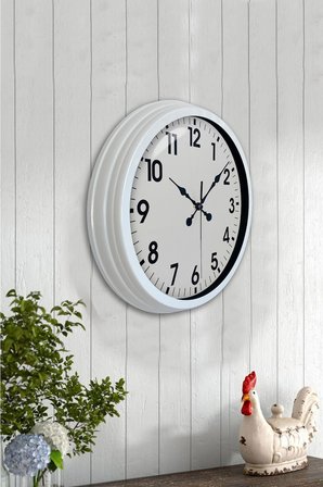 40 cm Beyaz Metal Standart Duvar Saati