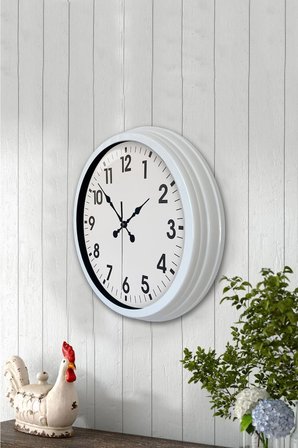 40 cm Beyaz Metal Standart Duvar Saati