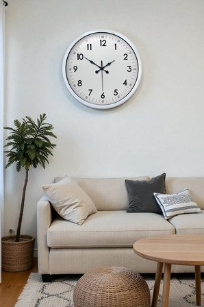 40 cm Beyaz Metal Standart Duvar Saati