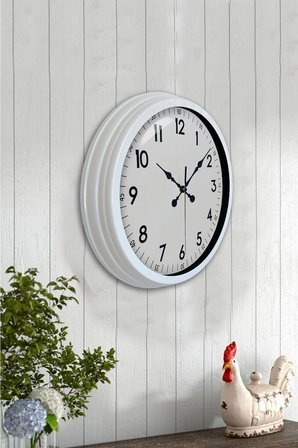 40 cm Beyaz Metal Standart Duvar Saati