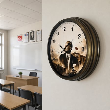 Cumhuriyet Hatırası Eskitme 40 x 40 Cm Metal Duvar Saati