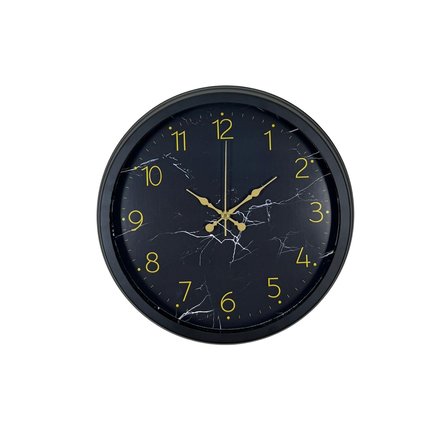 Siyah 40 Cm Mermer Desenli Metal Duvar Saati