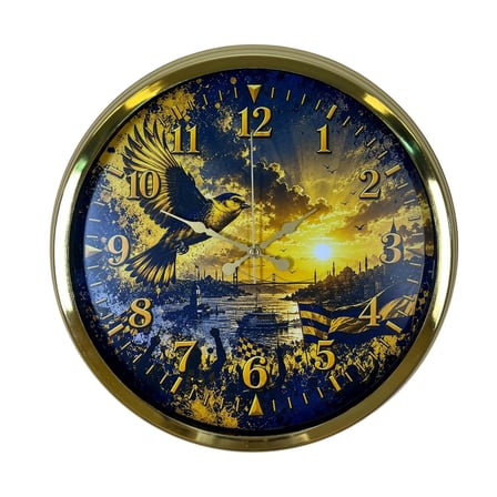 Gold Efsane Kanatlar Taraftar Temalı 40 x 40 Cm Metal Duvar Saati
