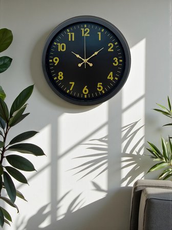Siyah Standart 40 Cm Metal Dekoratif Duvar Saati