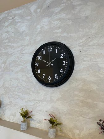 40 cm Siyah Metal Siyah Kadran Duvar Saati
