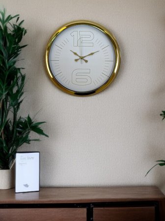 Elegant White Gold 40 Cm Metal Duvar Saati