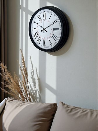 Zentime Siyah Asil Tasarım Roma Rakamlı 40 cm Metal Duvar Saati