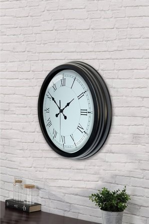 40 cm Siyah Metal Retro Duvar Saati
