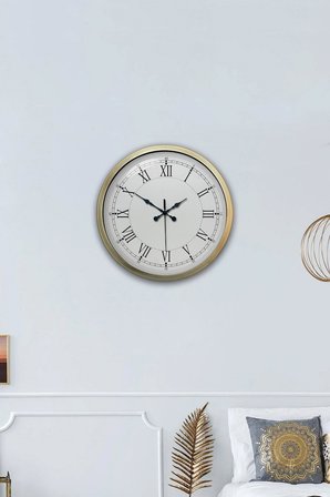 Retro Modern Roma Rakamlı 40 Cm Metal Duvar Saati
