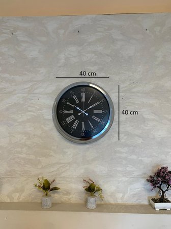 Dark Elegance 40 Cm Metal Krom Duvar Saati