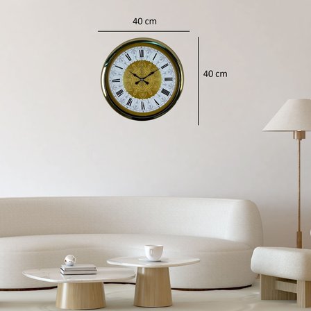 Gold Motifli 40 Cm Metal Duvar Saati