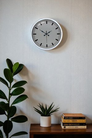 40 Cm Metal  Beyaz Modern Duvar Saati