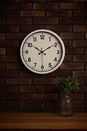 White Classic Modern 52 Cm Metal Duvar Saati