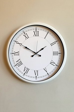 52 cm Beyaz Metal Roma Rakamlı Duvar Saati