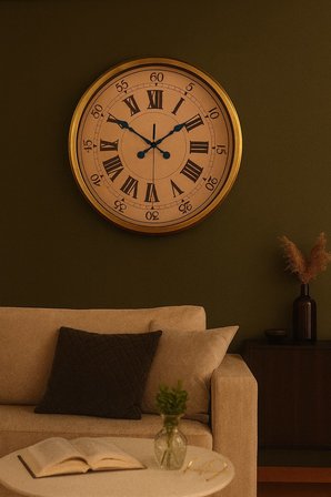 52 cm Eskitme Metal Roma Rakamlı Duvar Saati
