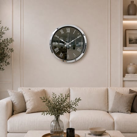Krom Platinum Aynalı 40 x 40 Cm Duvar Saati