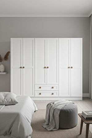 BOHEM 4 KAPAK 2 ÇEKMECE AYNALI GARDIROP MDF KAPAK