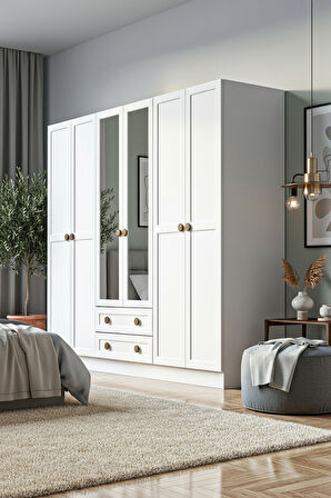 BOHEM 6 KAPAK 2 ÇEKMECE AYNALI MDF KAPAK