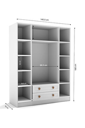 BOHEM 4 KAPAK 2 ÇEKMECE GARDIROP MDF KAPAK