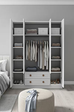 BOHEM 4 KAPAK 2 ÇEKMECE GARDIROP MDF KAPAK