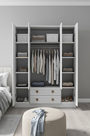 BOHEM 4 KAPAK 2 ÇEKMECE GARDIROP MDF KAPAK