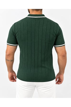 Erkek Polo Yaka Fitilli Triko Kısa Kollu Tişört