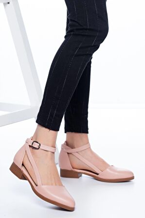 Rayna Kısa Topuk  Cilt Ayakkabı Pudra