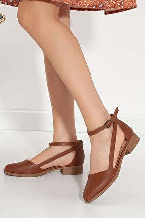 Rayna Kısa Topuk  Cilt Ayakkabı Taba