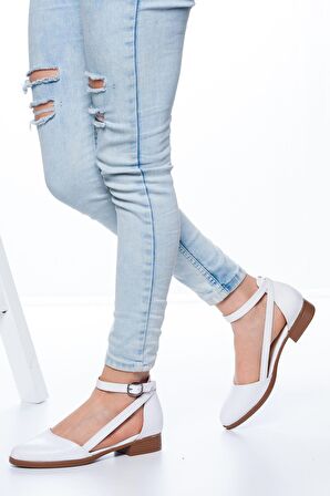 Rayna Kısa Topuk  Cilt Ayakkabı Beyaz