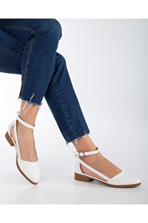 Rayna Kısa Topuk  Cilt Ayakkabı Beyaz