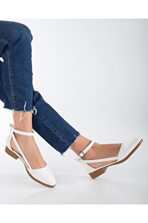 Rayna Kısa Topuk  Cilt Ayakkabı Beyaz