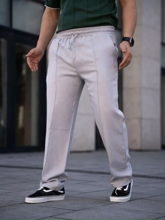 Erkek Keten Cepli Çıma Dikişli Jogger Buggy Pantalon Rahat Kalıp