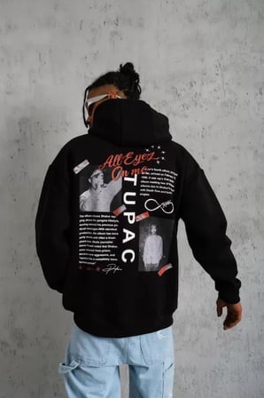 Erkek Ön Arka Baskılı Kapşonlu Sweat