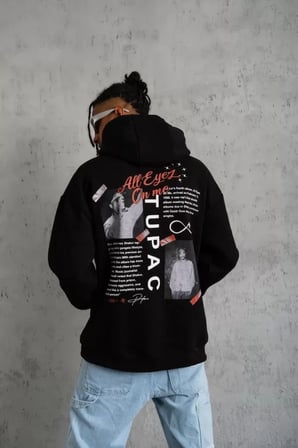 Erkek Ön Arka Baskılı Kapşonlu Sweat