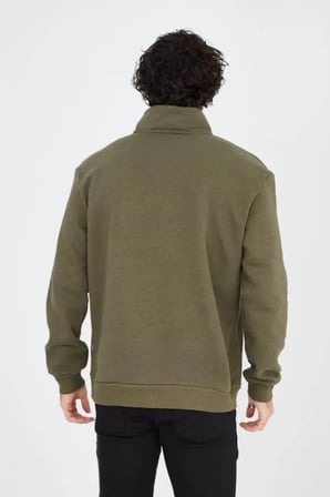 Erkek Yarım Fermuarlı Baskılı Sweat