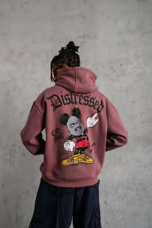 Erkek Üç İplik Baskılı Kapüşonlu Sweat