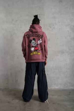 Erkek Üç İplik Baskılı Kapüşonlu Sweat