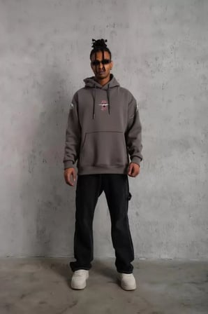Erkek Maske Baskılı Kapüşonlu Sweat