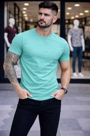 Erkek TShirt Bisiklet Yaka Slim Fit Dar Kesim Likralı Tişört Günlük Basic Body